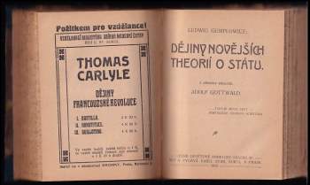 Ludwig Gumplowicz: Dějiny theorií o státu - Doby starší + Dějiny novějších theorií o státu