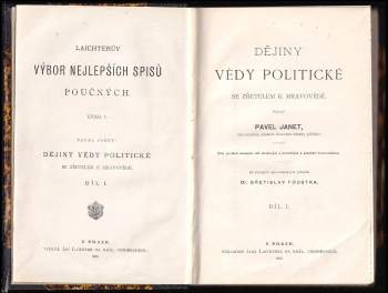 Paul Janet: Dějiny vědy politické se zřetelem k mravovědě