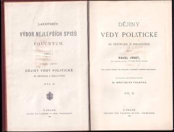 Paul Janet: Dějiny vědy politické se zřetelem k mravovědě