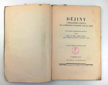 Bohumil Baxa: Dějiny veřejného práva ve střední Evropě od r. 1848