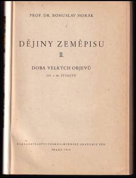 Bohuslav Horák: Dějiny zeměpisu
