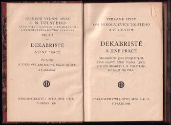 Lev Nikolajevič Tolstoj: Dekabristé a jiné práce