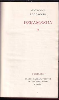 Giovanni Boccaccio: Dekameron