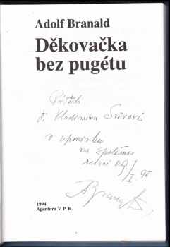 Adolf Branald: Děkovačka bez pugétu
