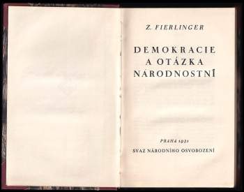 Zdeněk Fierlinger: Demokracie a otázka národnostní