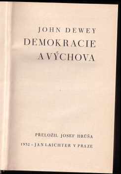 John Dewey: Demokracie a výchova