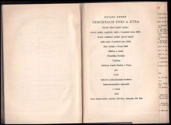 Edvard Beneš: Demokracie dnes a zítra