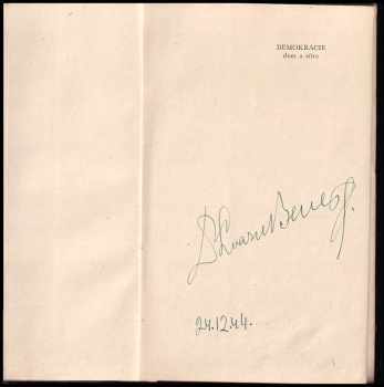 Edvard Beneš: Demokracie dnes a zítra