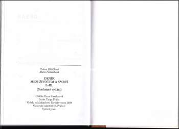 Marie Formáčková: Deník mezi životem a smrtí