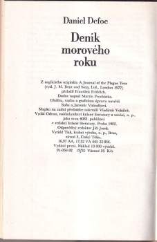 Daniel Defoe: Deník morového roku