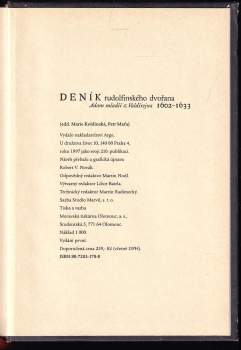 Adam <<z >>Valdštejna: Deník rudolfinského dvořana