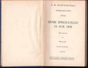 Fedor Michajlovič Dostojevskij: Deník spisovatelův za rok 1876