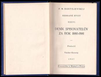 Fedor Michajlovič Dostojevskij: Deník spisovatelův za rok 1880-1881