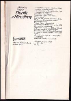 Michihiko Hachiya: Deník z Hirošimy