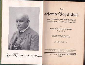 Hans Frhr. von Berlepsch: Der gesamte Vogelschutz, seine Begründung und Ausführung auf wissenschaftlicher, natürlicher Grundlage