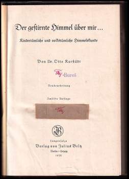 Otto Karstädt: Der gestirnte Himmel über mir