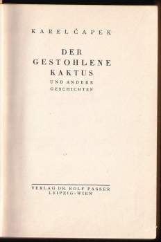 Karel Čapek: Der gestohlene Kaktus und andere Geschichten