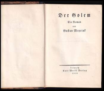Gustav Meyrink: Der Golem - 6. VYDÁNÍ