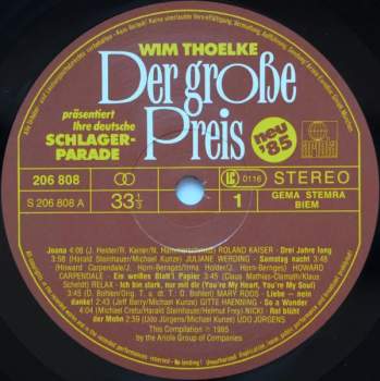 Various: Der Große Preis (Wim Thoelke Präsentiert Ihre Deutsche Schlagerparade - Neu '85)
