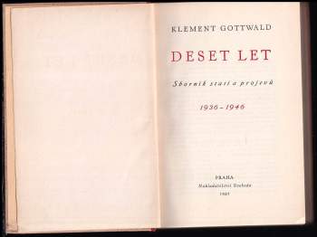 Klement Gottwald: Deset let