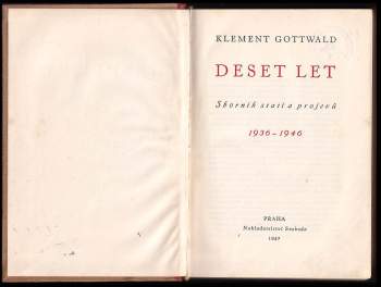 Klement Gottwald: Deset let