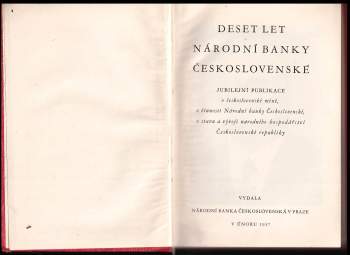 Deset let Národní banky Československé