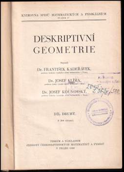 Josef Klima: Deskriptivní geometrie