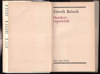 Zdeněk Bubník: Detektiv vzpomíná
