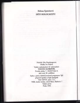 Helen Epstein: Děti holocaustu