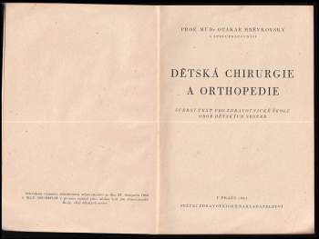 Dětská chirurgie a orthopedie