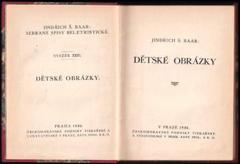 Jindřich Šimon Baar: Dětské obrázky