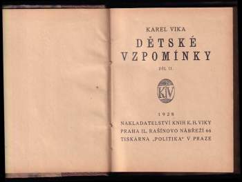Karel Vika: Dětské vzpomínky