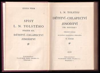 Lev Nikolajevič Tolstoj: Dětství - Chlapectví - Jinošství