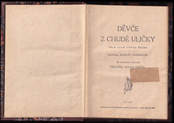 Arnošt Friedrich: Děvče z chudé uličky
