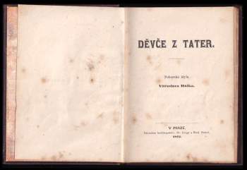 Vítězslav Hálek: Děvče z Tater