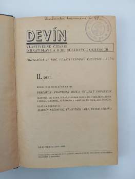 František Jozka: Devín II. - IV. DIEL, vlastivedné čítanie o Bratislave a o jej súsedných okresoch