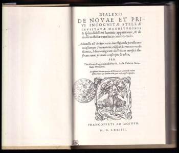 Tadeáš Hájek z Hájku: Dialexis de novae et prius incognitae stellae ... apparitione ... per Thaddeum Hagecium ab Hayck