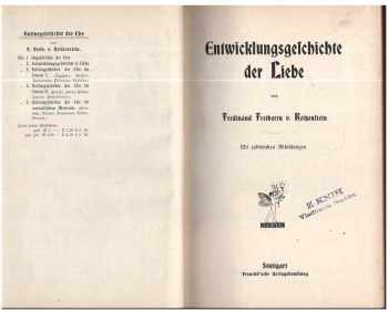 Ferdinand Freiherrn Reitzenstein: Die Entwicklungsgeschichte der Liebe