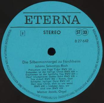Johann Sebastian Bach: Die Silbermannorgel Zu Forchheim (Werner Jacob Spielt Bach)