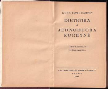 Paul Carton: Dietetika a jednoduchá kuchyně