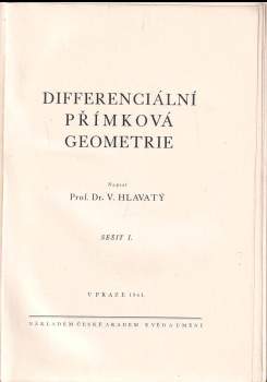 Václav Hlavatý: Differenciální přímková geometrie