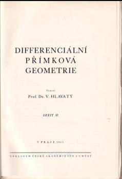Václav Hlavatý: Differenciální přímková geometrie
