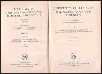 Erich Kamke: Differentialgleichungen. Lösungsmethoden und Lösungen. Band 2 Partielle Diferentialsleichungen erster Ordnung für eine gesuchte Funktion