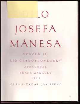 František Žákavec: Dílo Josefa Mánesa