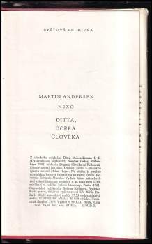 Martin Andersen Nexø: Ditta, dcera člověka