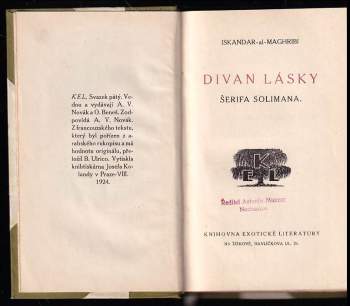 Iskandar al Maghribi: Divan lásky šerifa Solimana