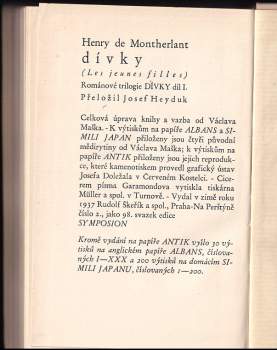 Henry de Montherlant: Dívky