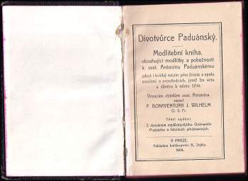 Bonaventura Josef Wilhelm: Divotvůrce Paduánský