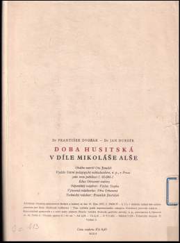 František Dvořák: Doba husitská v díle Mikoláše Alše