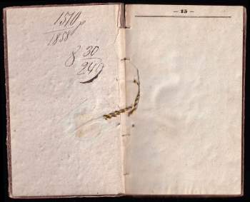 Dobový prázdný záznamník na poznámky, nejspíš z roku 1888, od stran 15 do 80